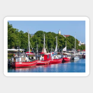 Fishing boats, Alter Strom, Warnemünde, Rostock, Mecklenburg-Western Pomerania Sticker